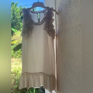 ✨💥⚡️ J Crew Collection slip light Pink Ruffle Sleeves silk mini  Dress NWOT